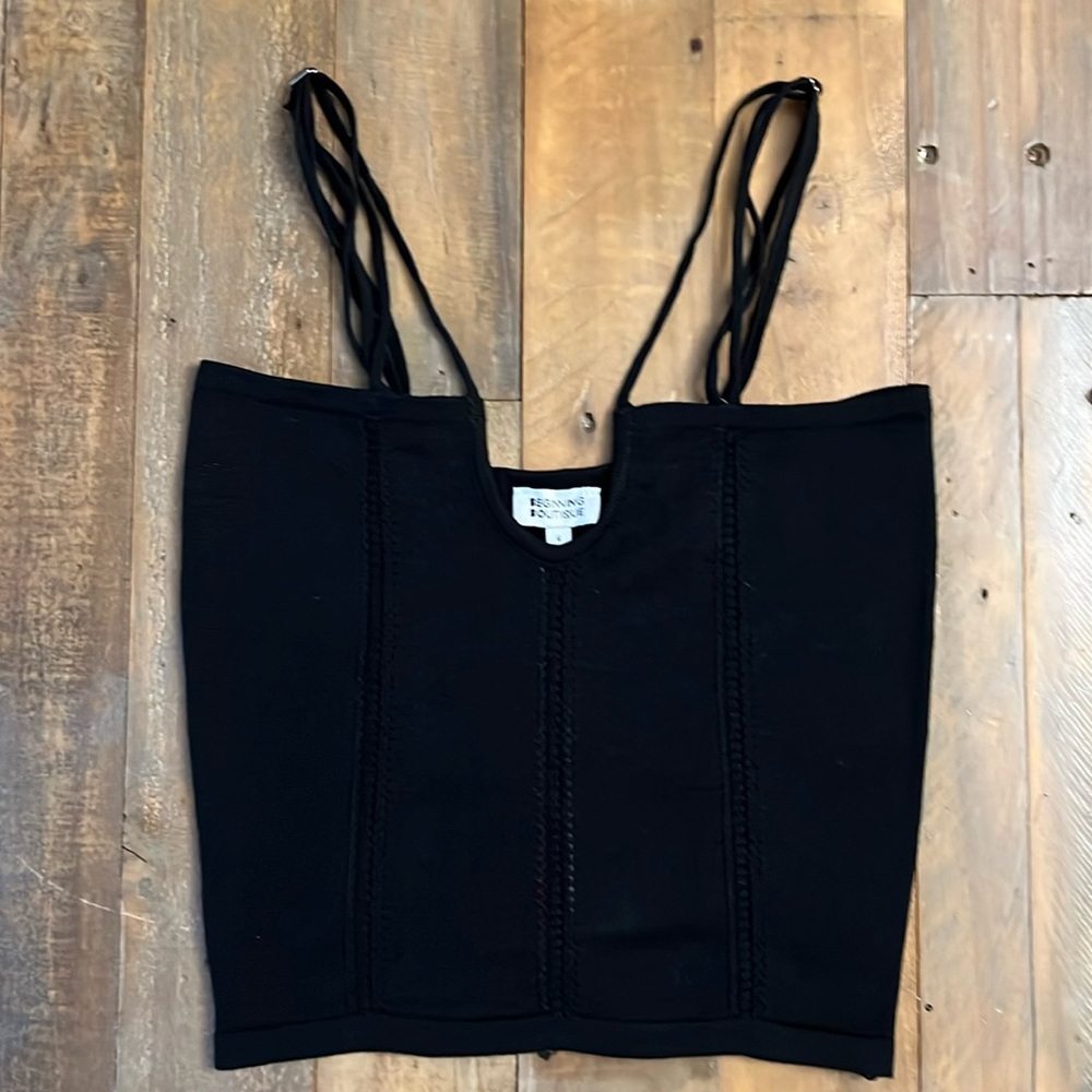 Beginning boutique BB Chloe black knit crop top size 6 extra small XS NWT - Picture 1 of 6